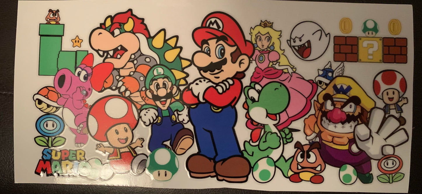 UV DTF Printed Sticker wrap for 16oz Libby glass-Mario