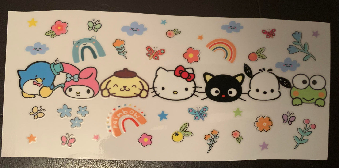 UV DTF Printed Sticker wrap for 16oz Libby glass-Kitty with friends