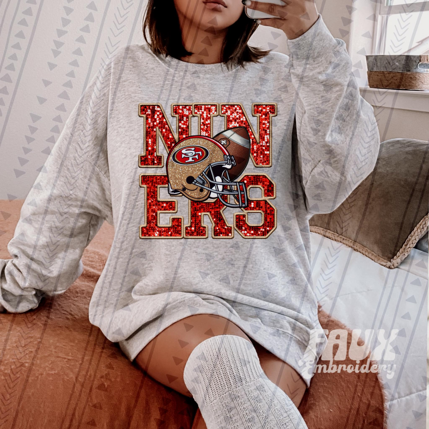 49ers sequin with helmet DTF Transfer