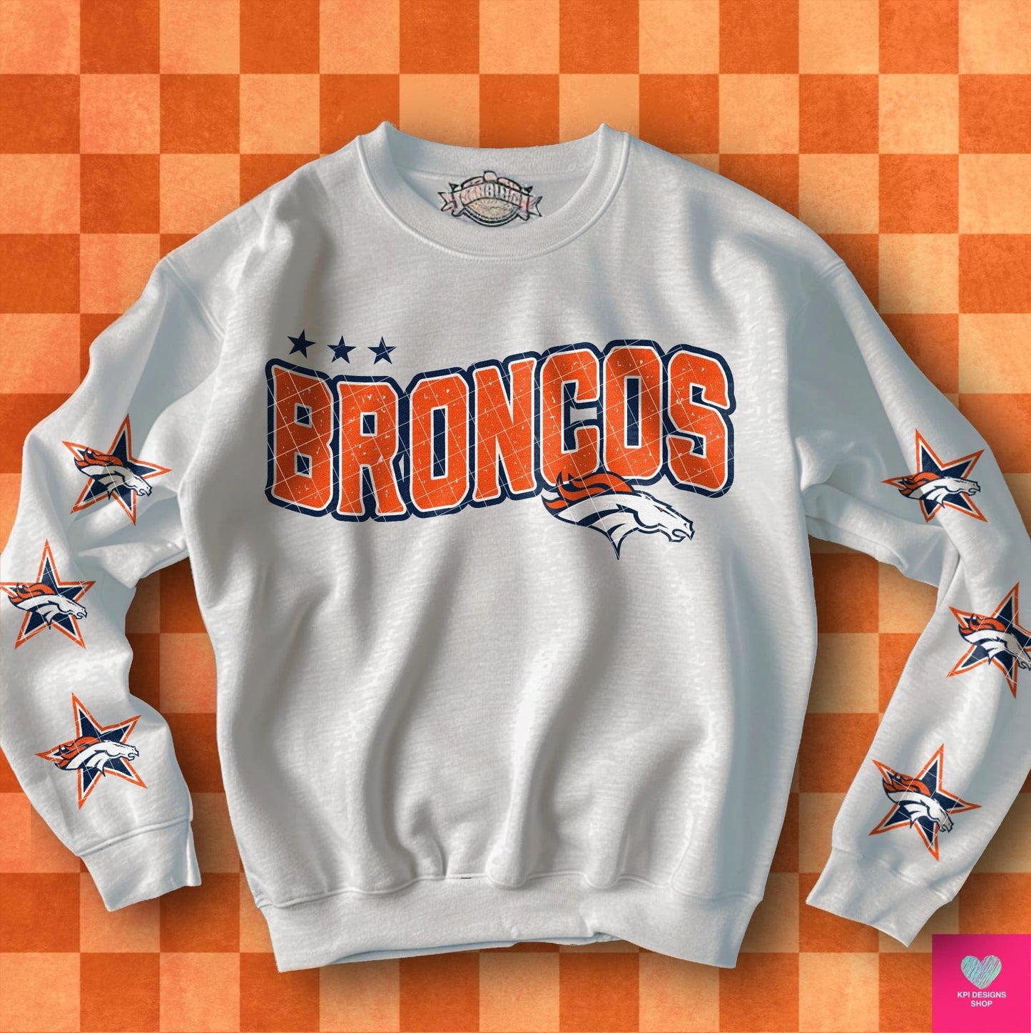 Football Team Broncos with stars on sleeves DTF