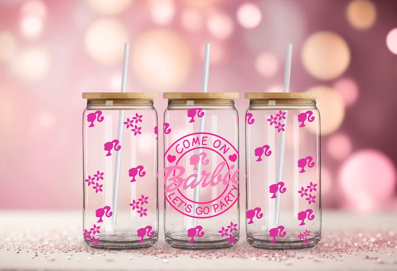 UV DTF Printed Sticker wrap for 16oz Libby glass- Doll circle with small dolls
