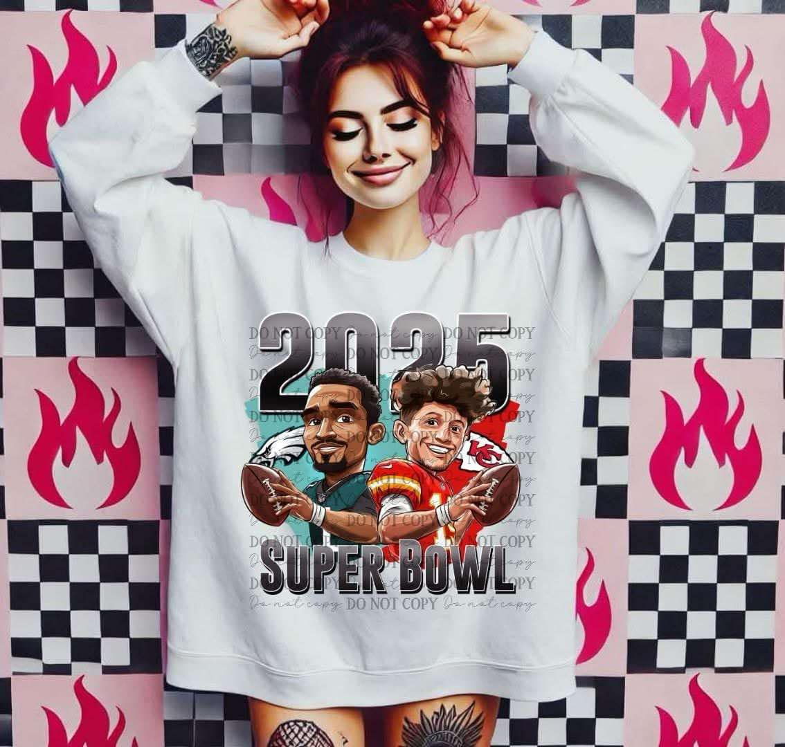 Super Bowl Kansas City 2025 CARTOON DTF Transfer