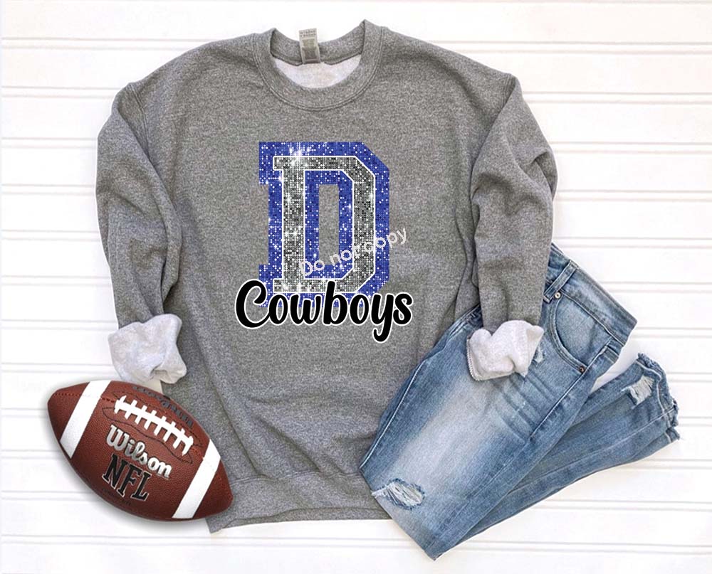 Cowboys D with bling DTF TRANSFER