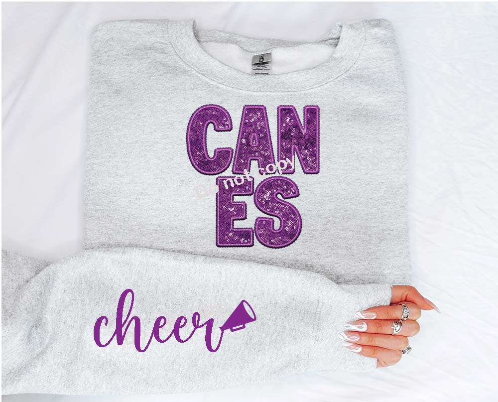 Canes purple Faux sequin DTF TRANSFER