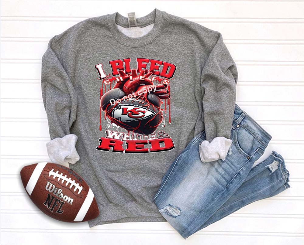 Kansas city Chiefs RED/WH I bleed DTF TRANSFER