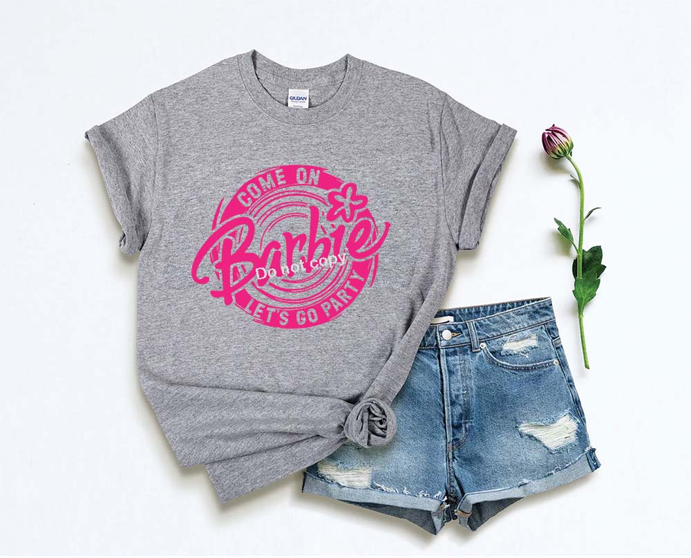 DOLL with pink swirl circle DTF TRANSFER