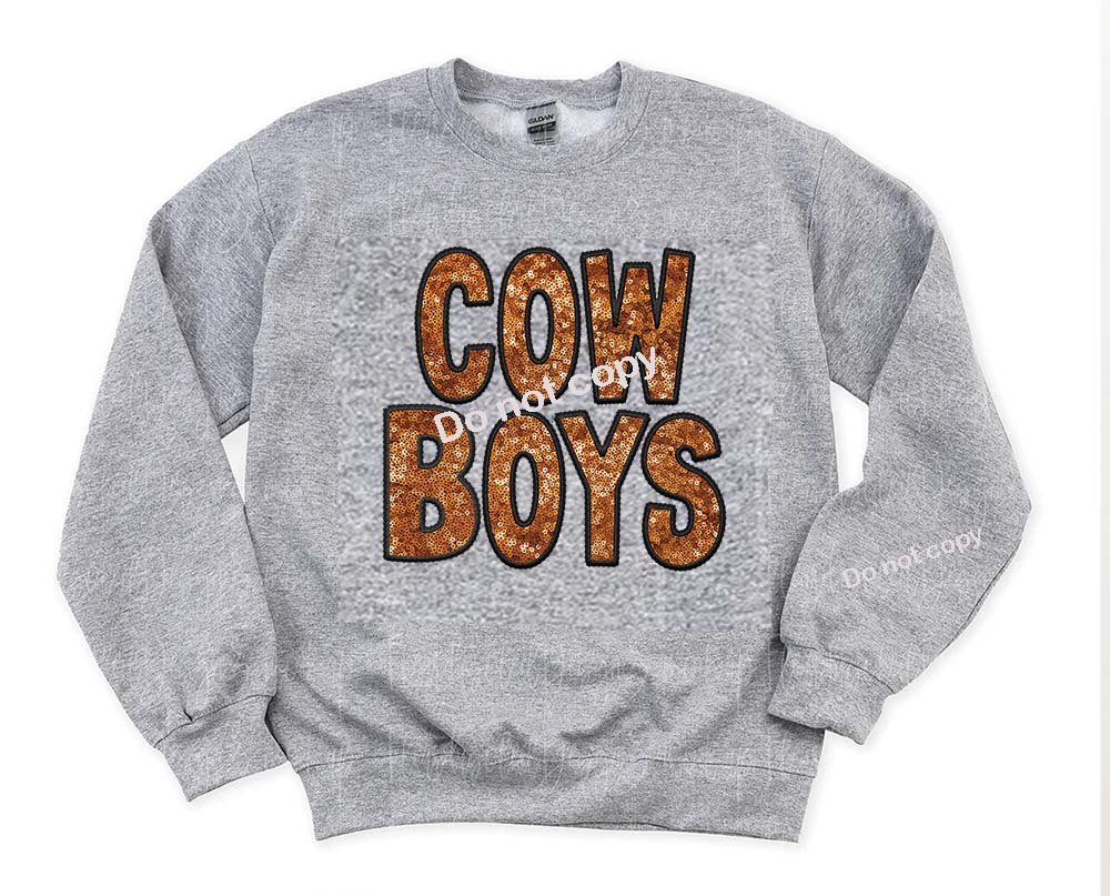 Cowboys orange and black Faux sequin DTF TRANSFER