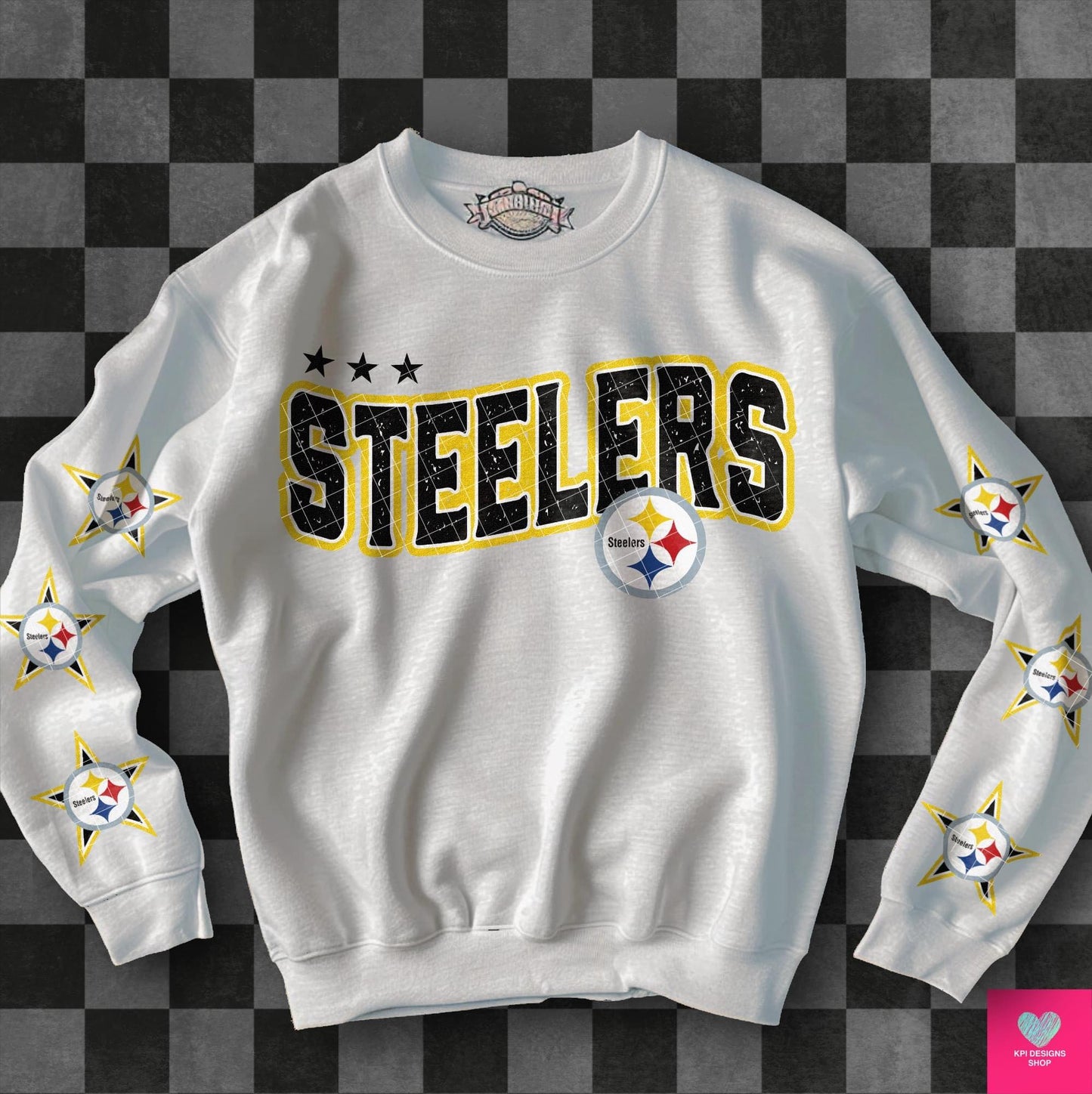 Football Team Steelers with stars on sleeves DTF