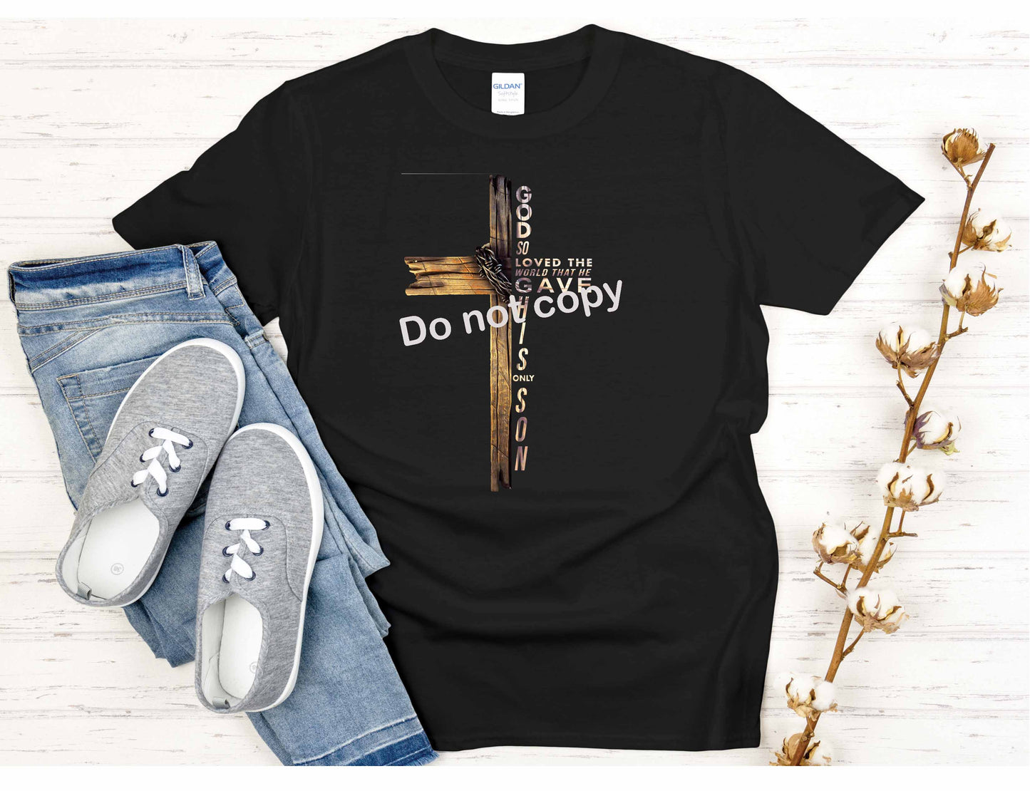 God gave his only son with wooden cross DTF TRANSFER