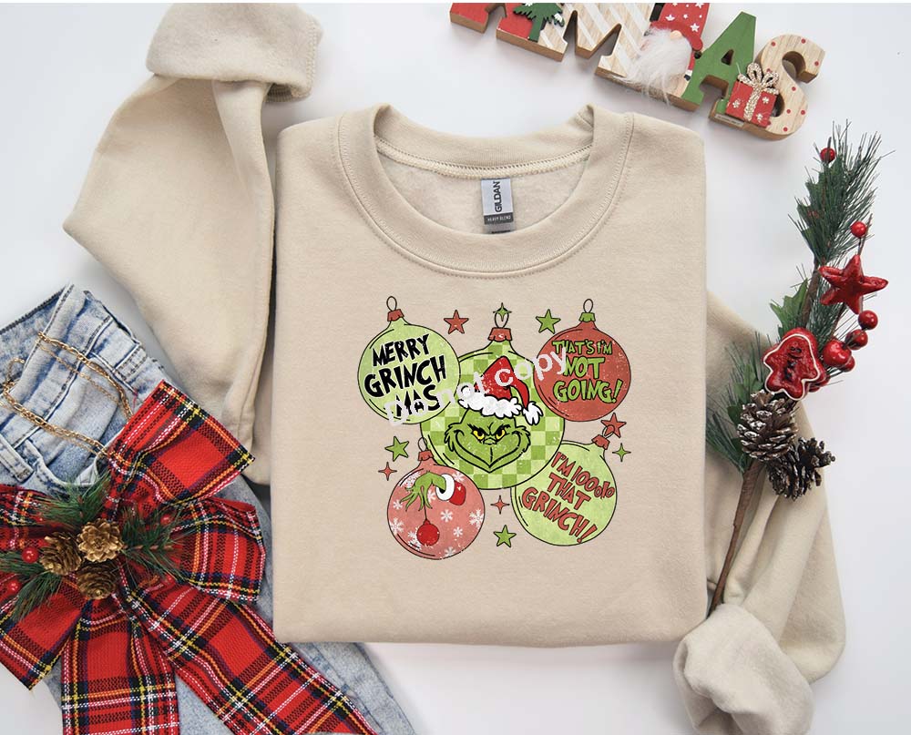 Christmas green guy ornaments DTF Transfer