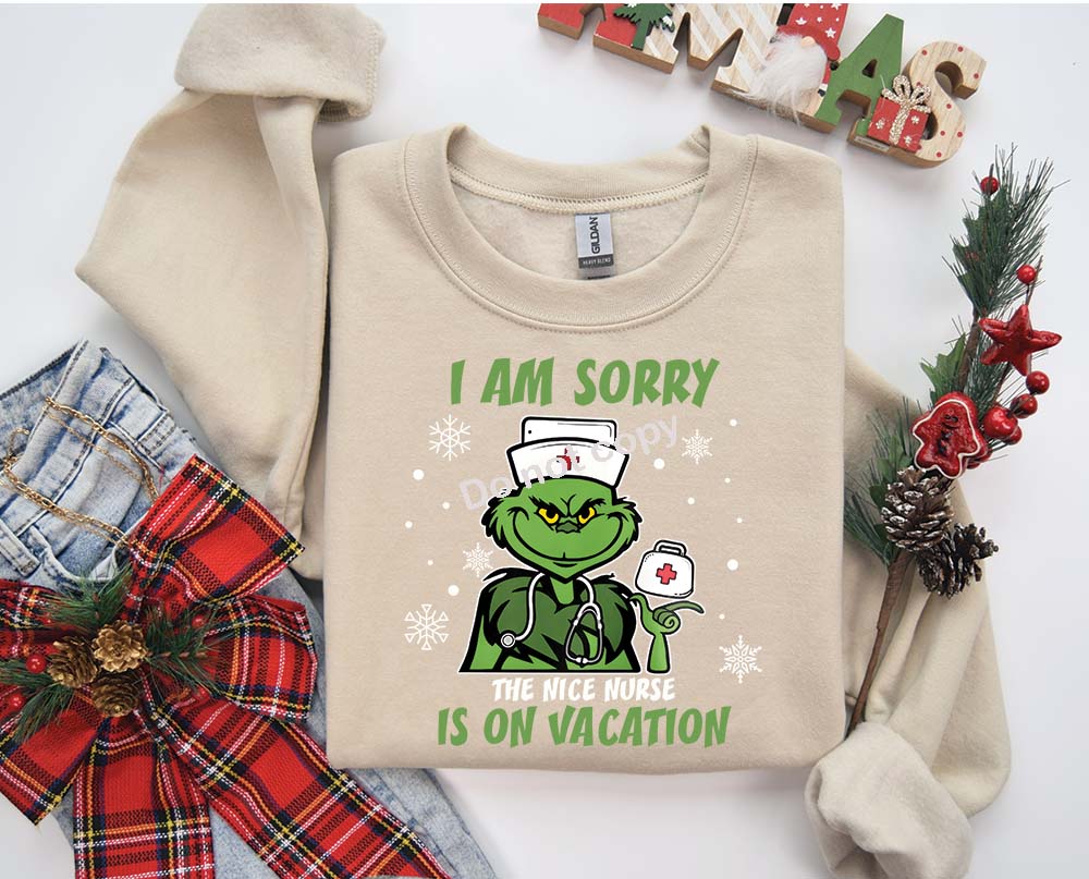 Christmas I am sorry nurse on vacation with green guy DTF Transfer