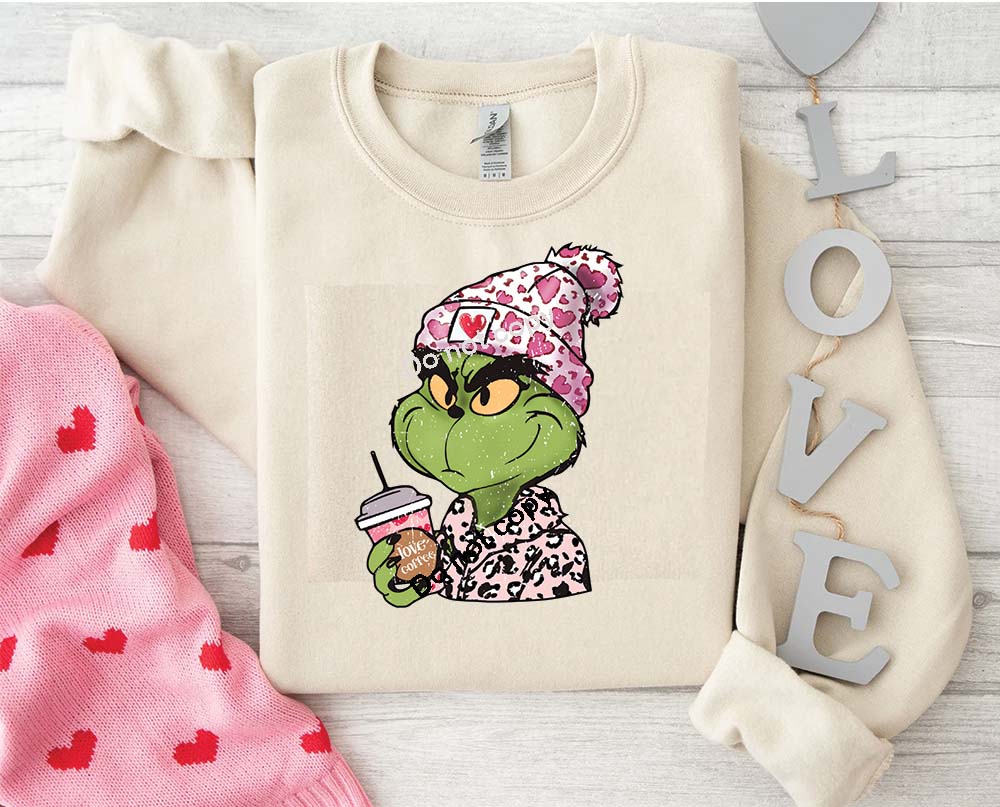 Valentines Green guy coffee DTF Transfer
