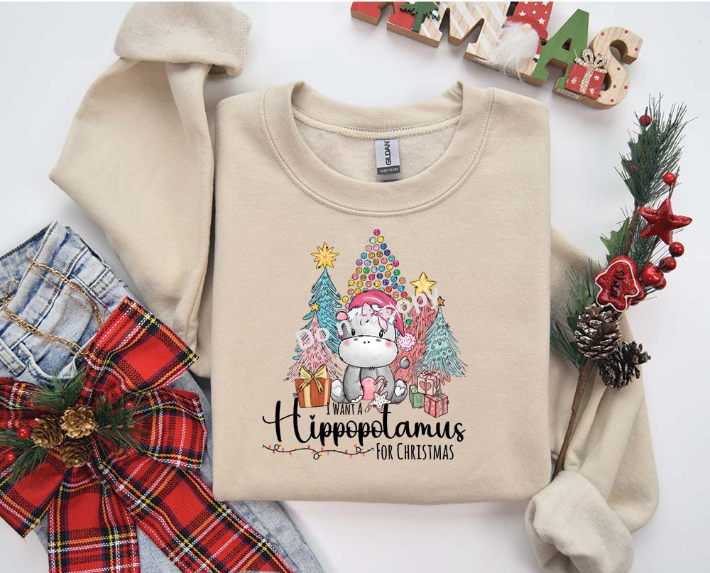 Christmas Hippo DTF Transfer