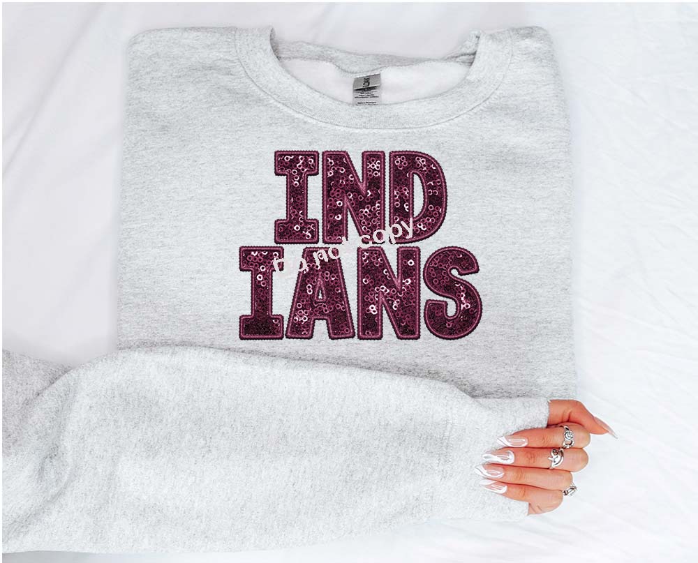 Indians Faux sequin DTF TRANSFER