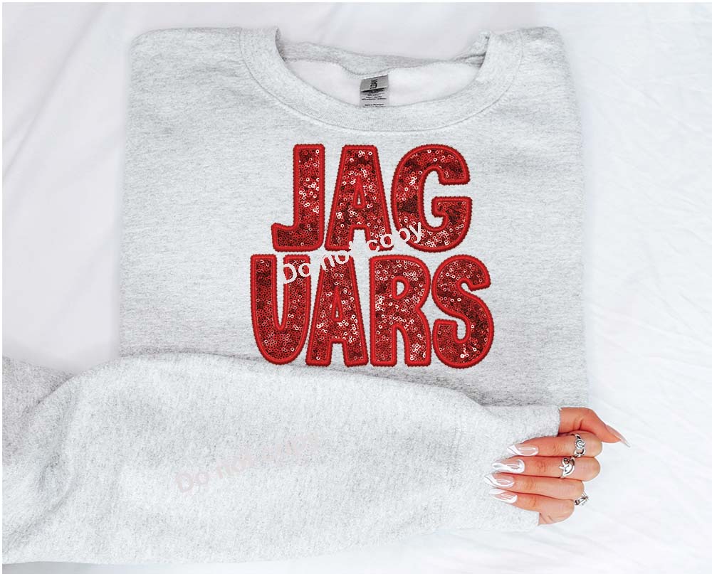 Jaguars red Faux sequin DTF TRANSFER