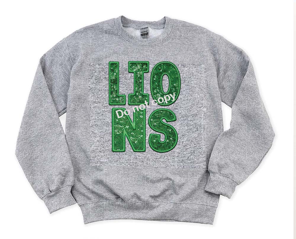 Lions green Faux sequin DTF TRANSFER