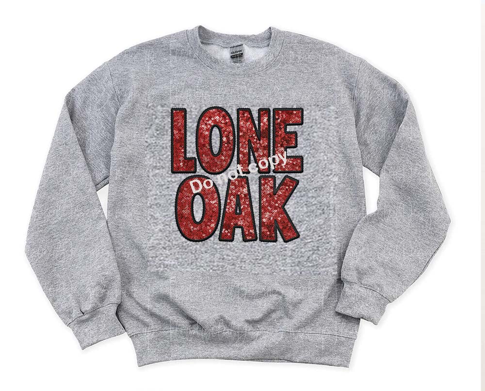 Loneoak red and black Faux sequin DTF TRANSFER
