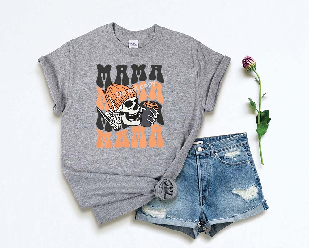 Halloween mama stacked with skull DTF Transfer