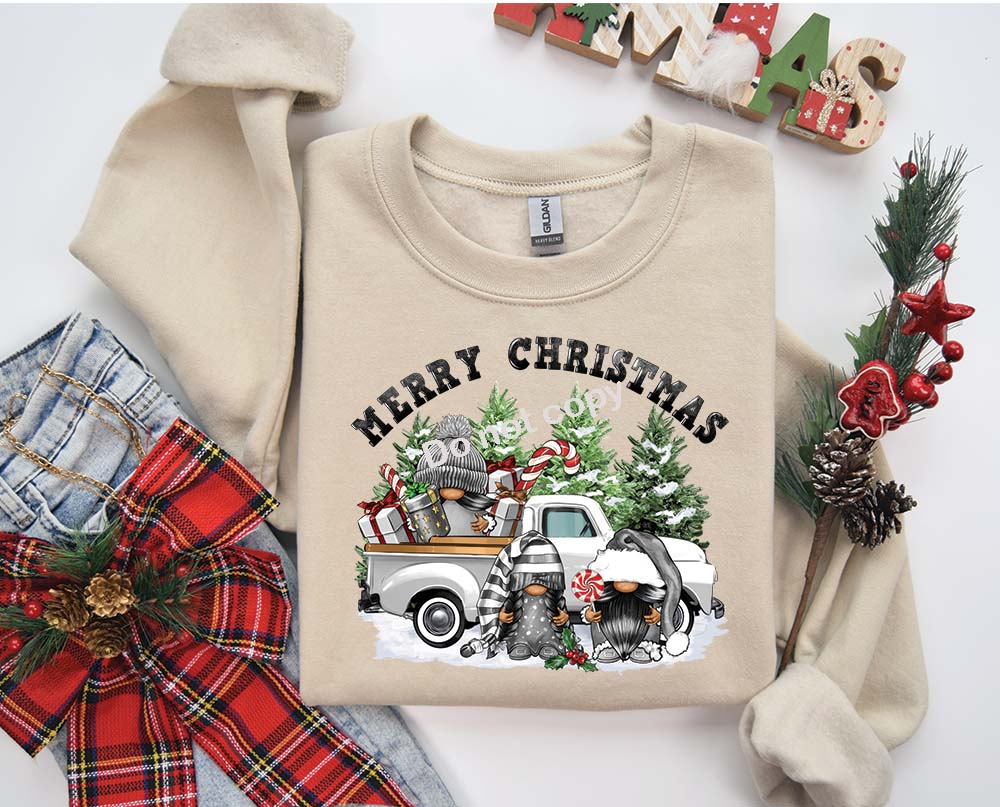 Christmas gnome truck DTF Transfer