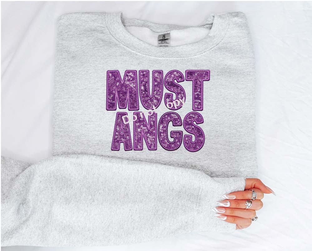 Mustangs purple Faux sequin DTF TRANSFER