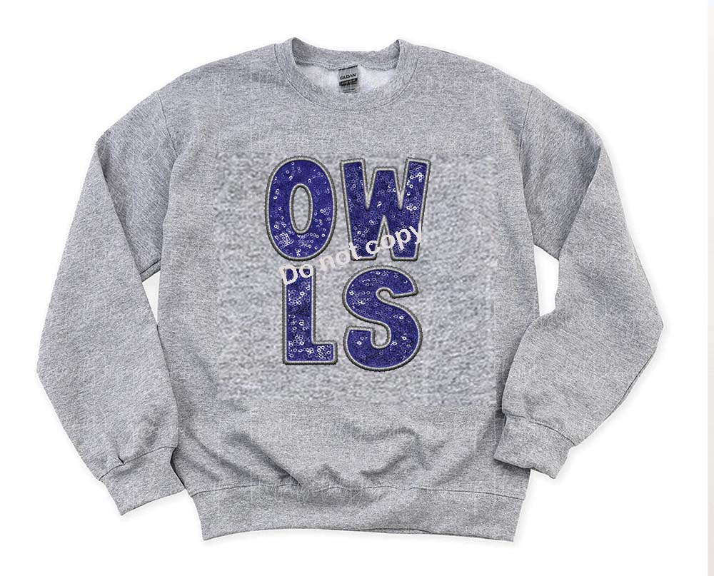 Owls Faux sequin DTF TRANSFER