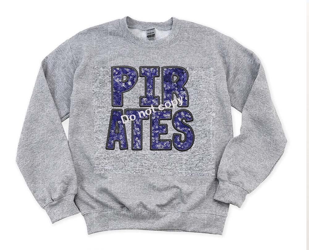 Pirates blue and black Faux sequin DTF TRANSFER