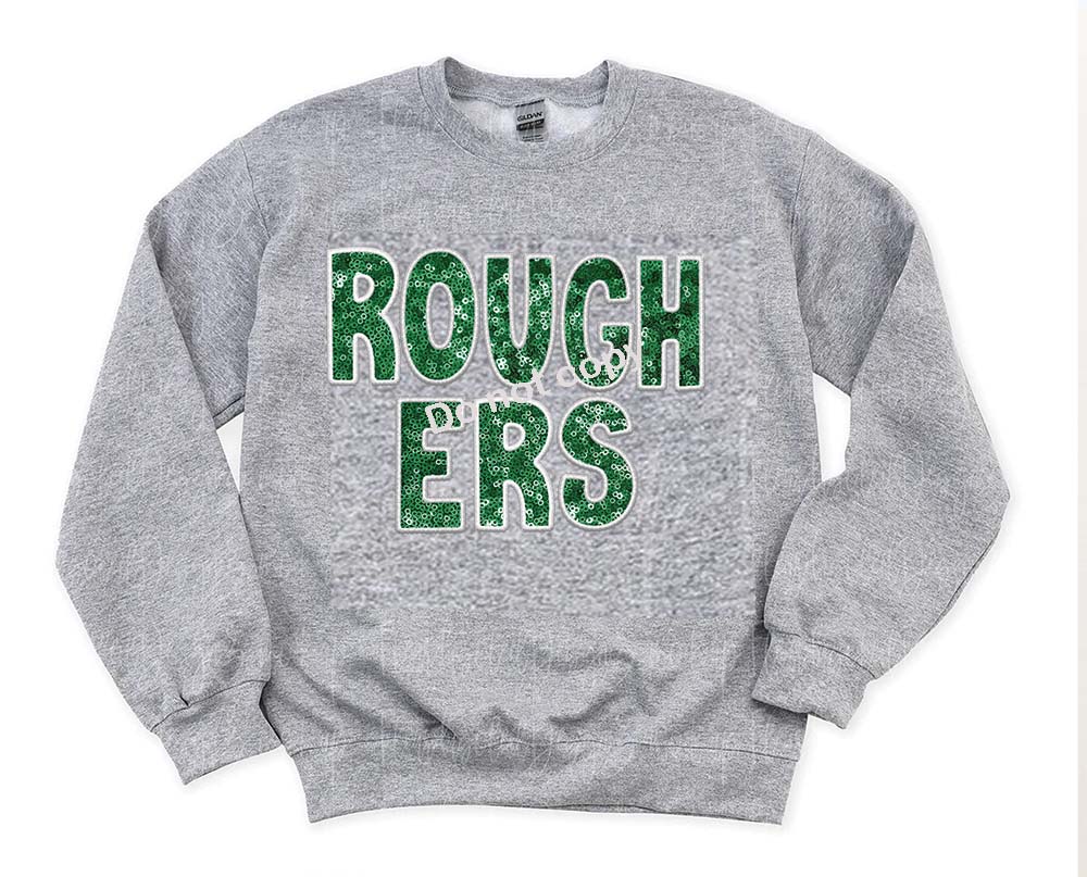 Roughers green and grey Faux sequin DTF TRANSFER
