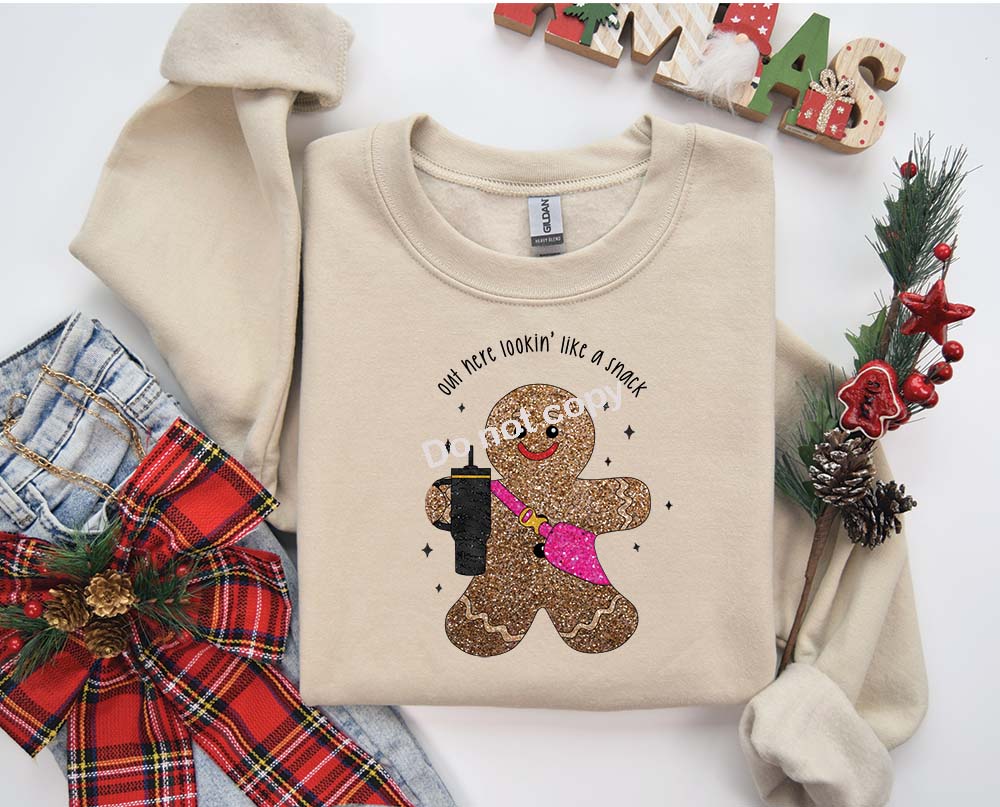 Christmas Sparkle Gingerbread Faux Sequin DTF Transfer