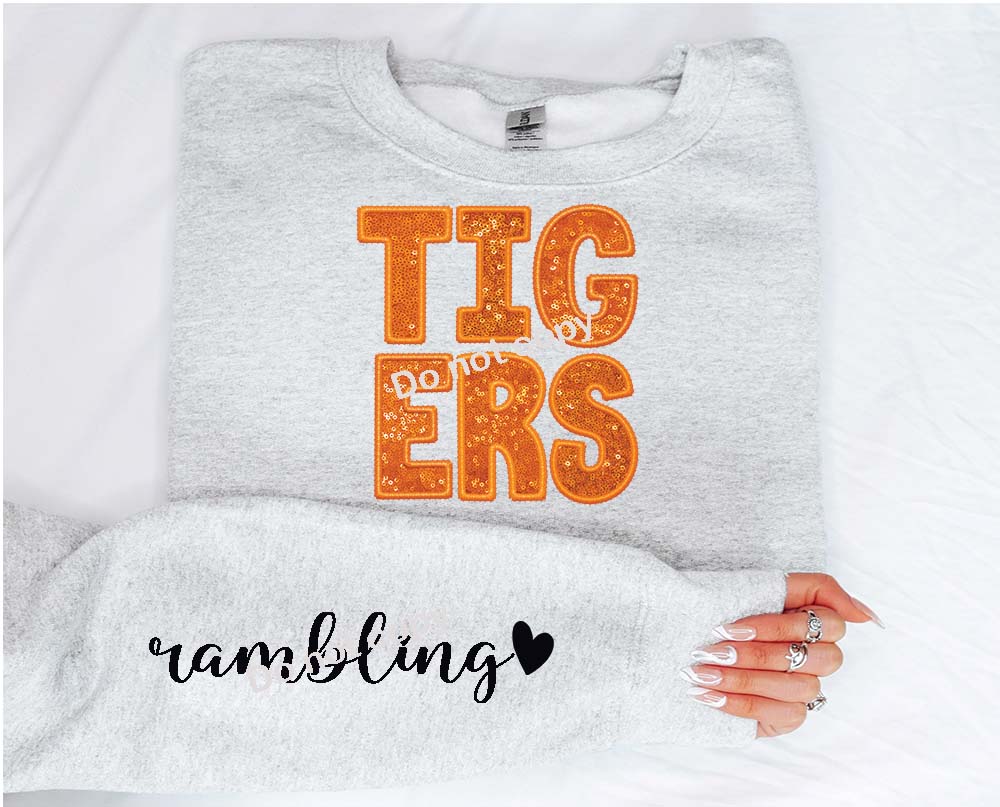 Tigers orange Faux sequin DTF TRANSFER