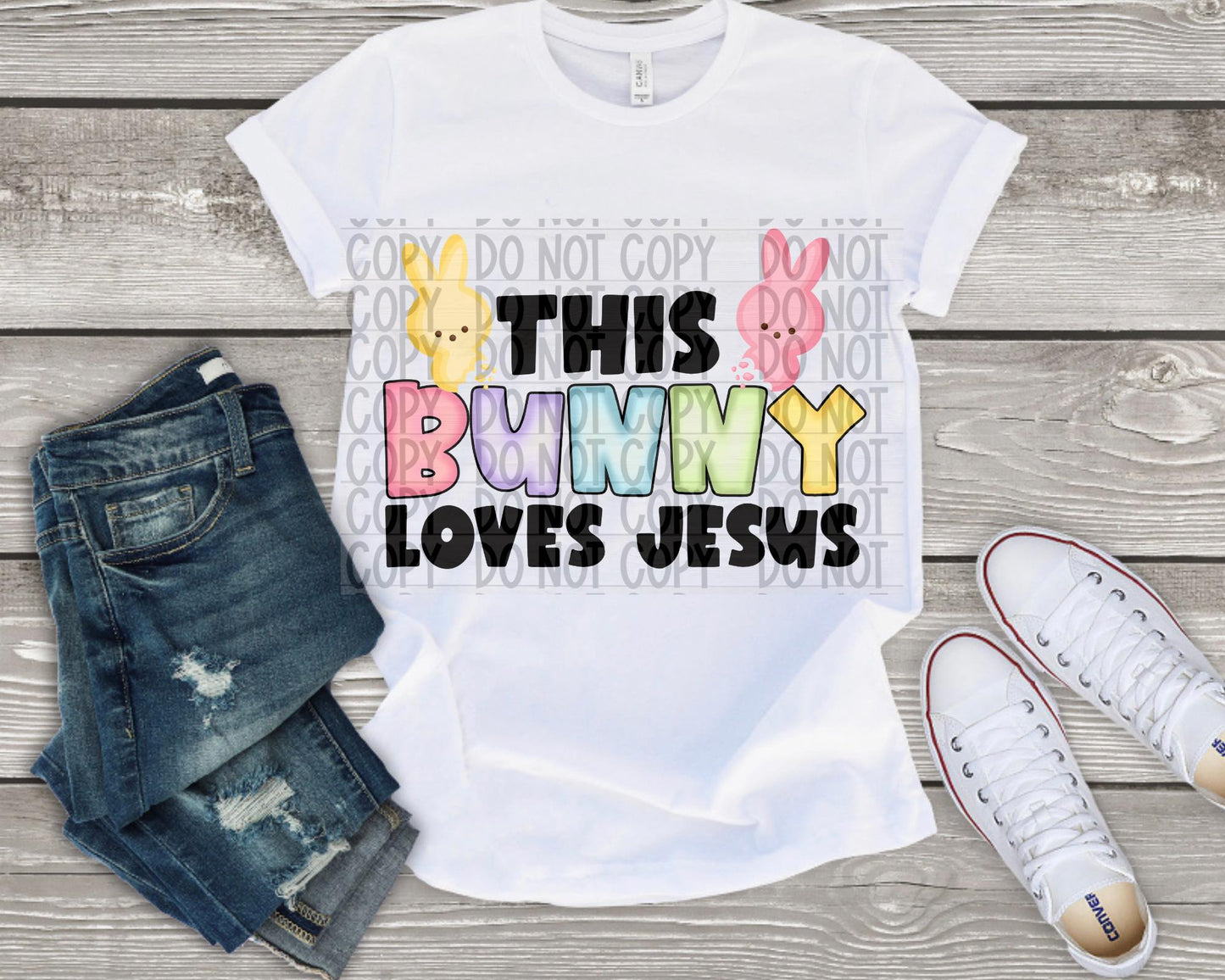 Easter This Bunny loves Jesus DTF Transfer