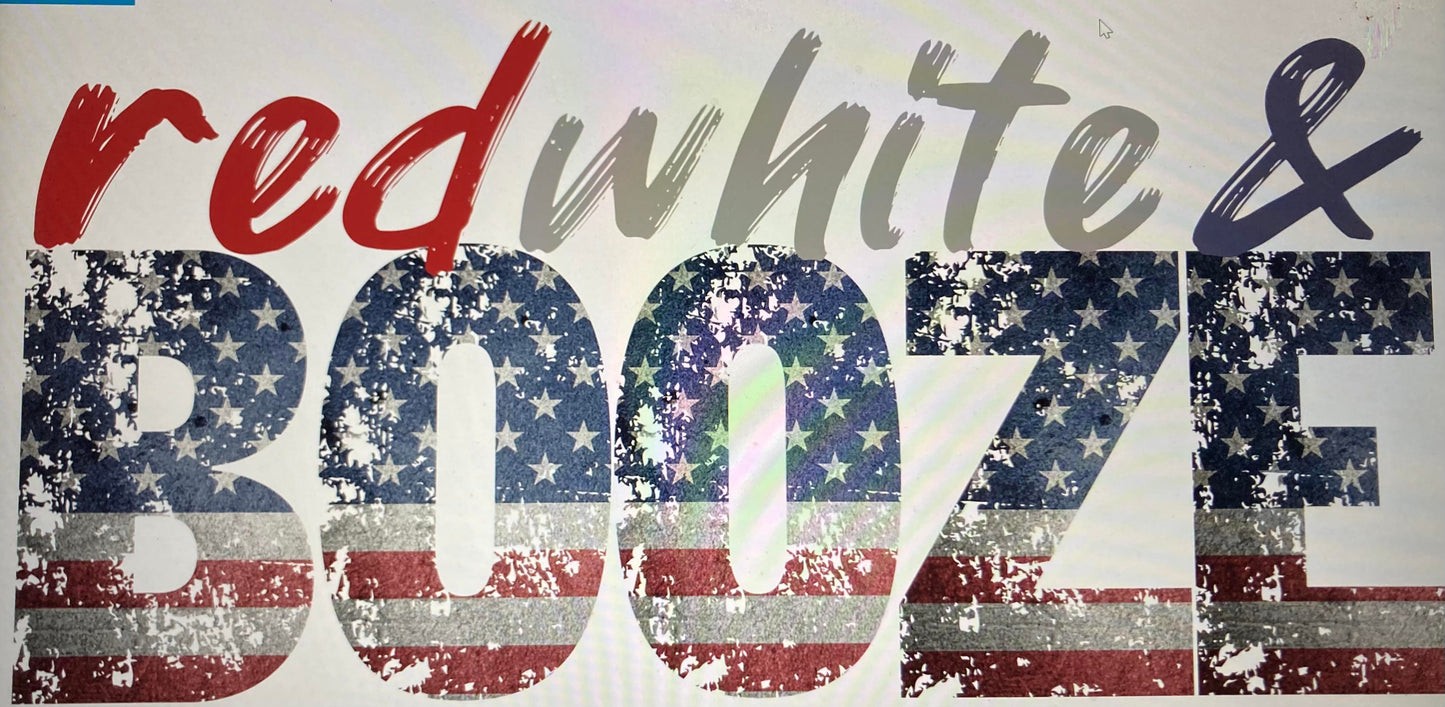 4th of July Red white Booze DTF Transfer