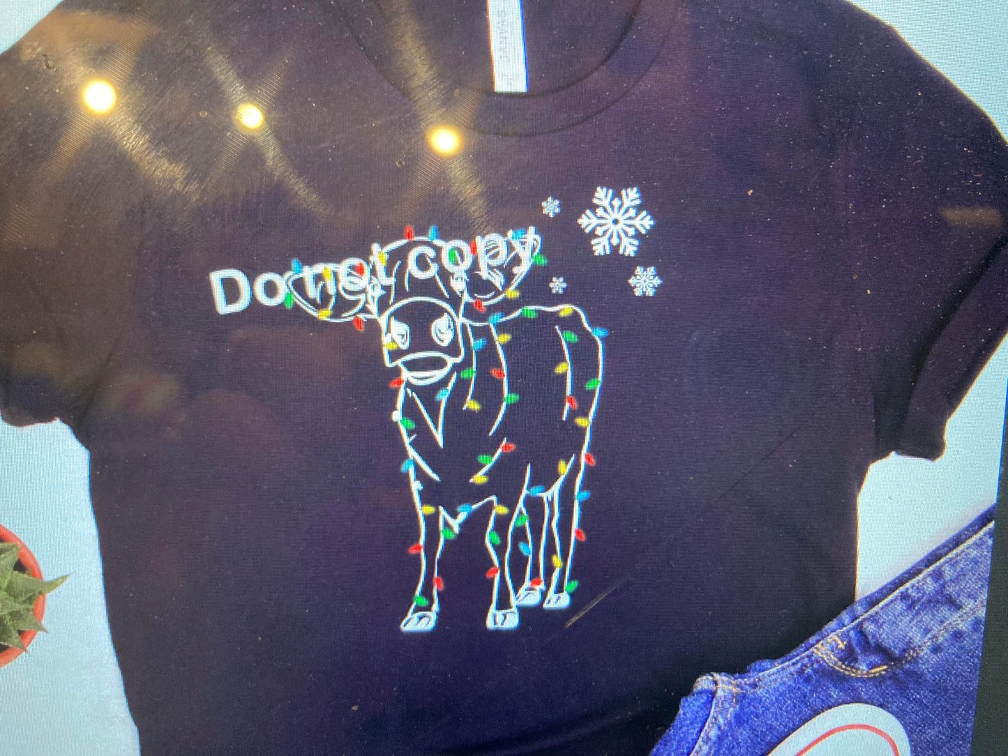 Christmas cow with lights DTF Transfer