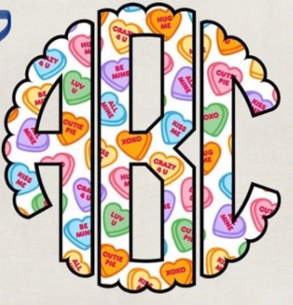 VALENTINES Conversation hearts Monogram DTF TRANSFER