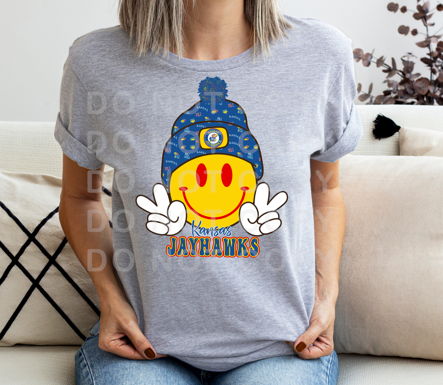 Smiley JAYHAWKS DTF TRANSFER
