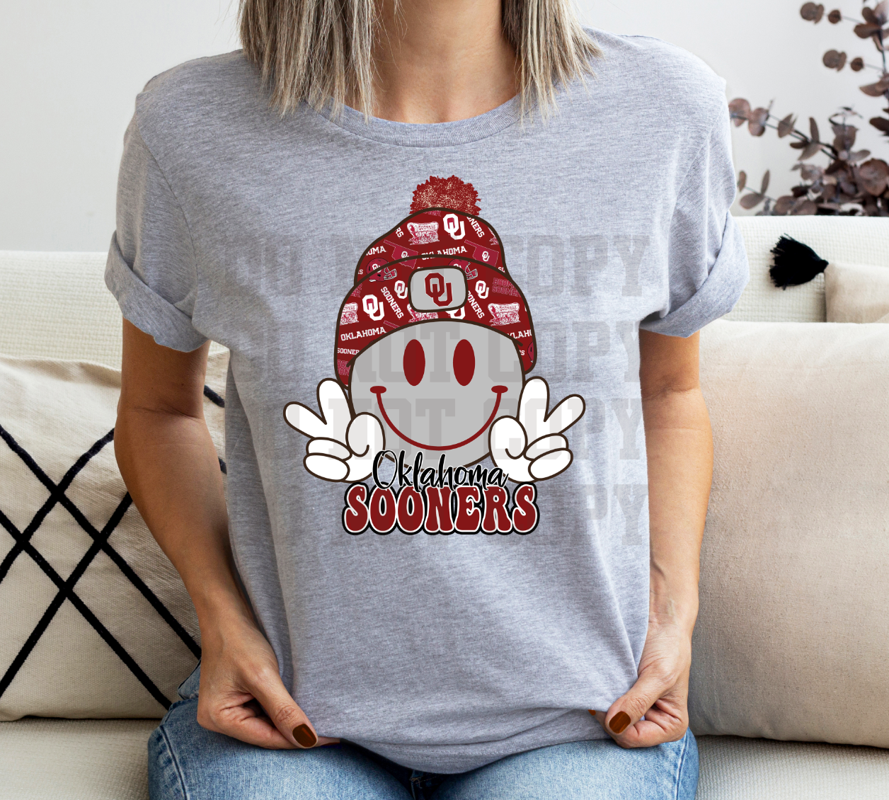 Smiley Oklahoma OU DTF TRANSFER