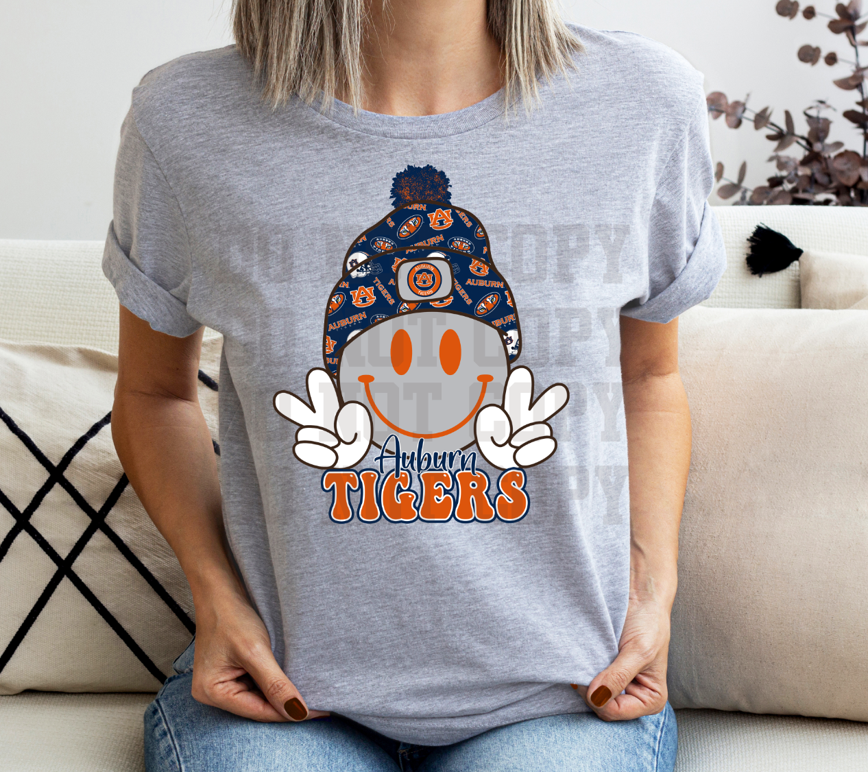 Smiley Auburn Tigers DTF TRANSFER