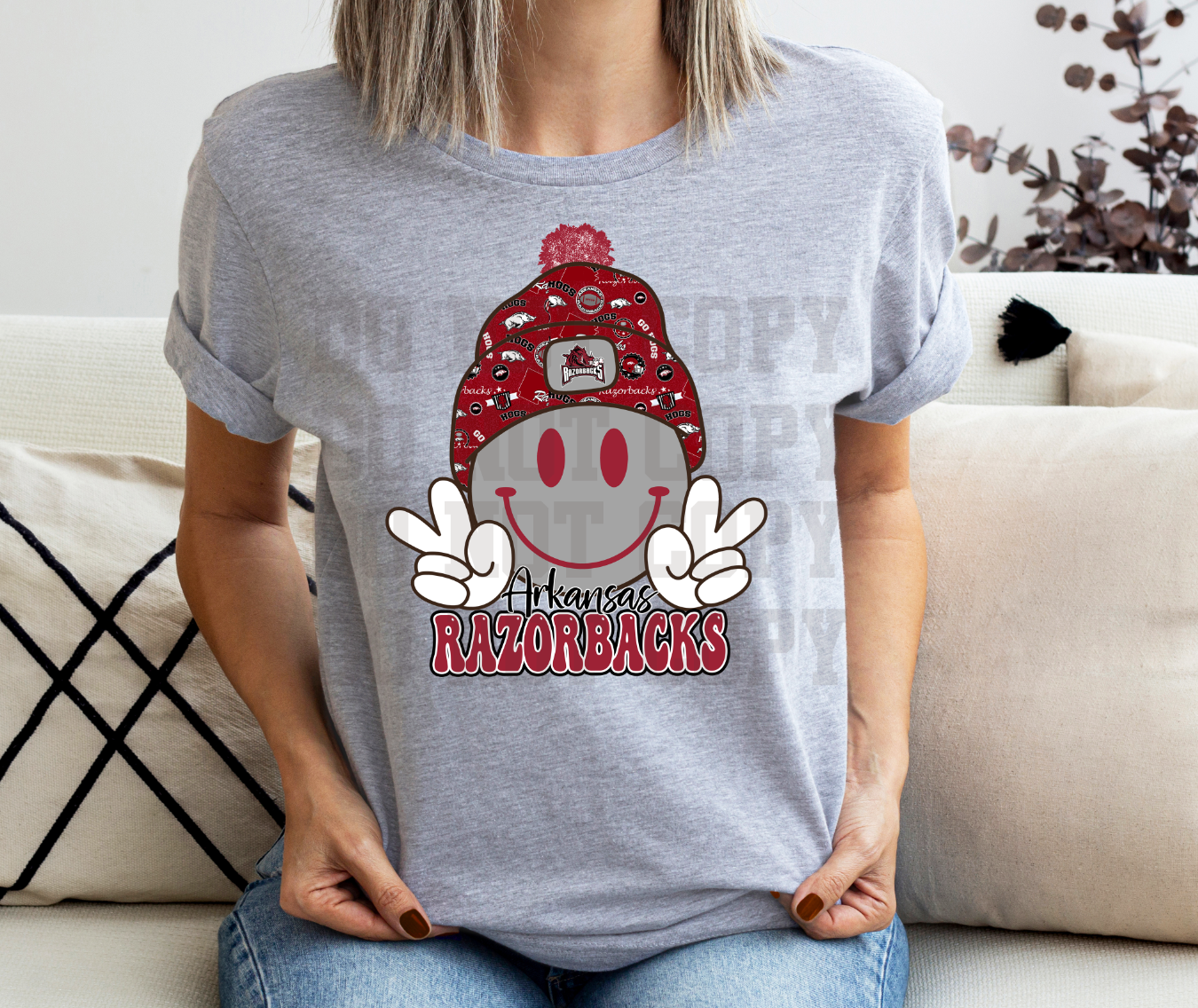 Smiley Arkansas razorbacks DTF TRANSFER