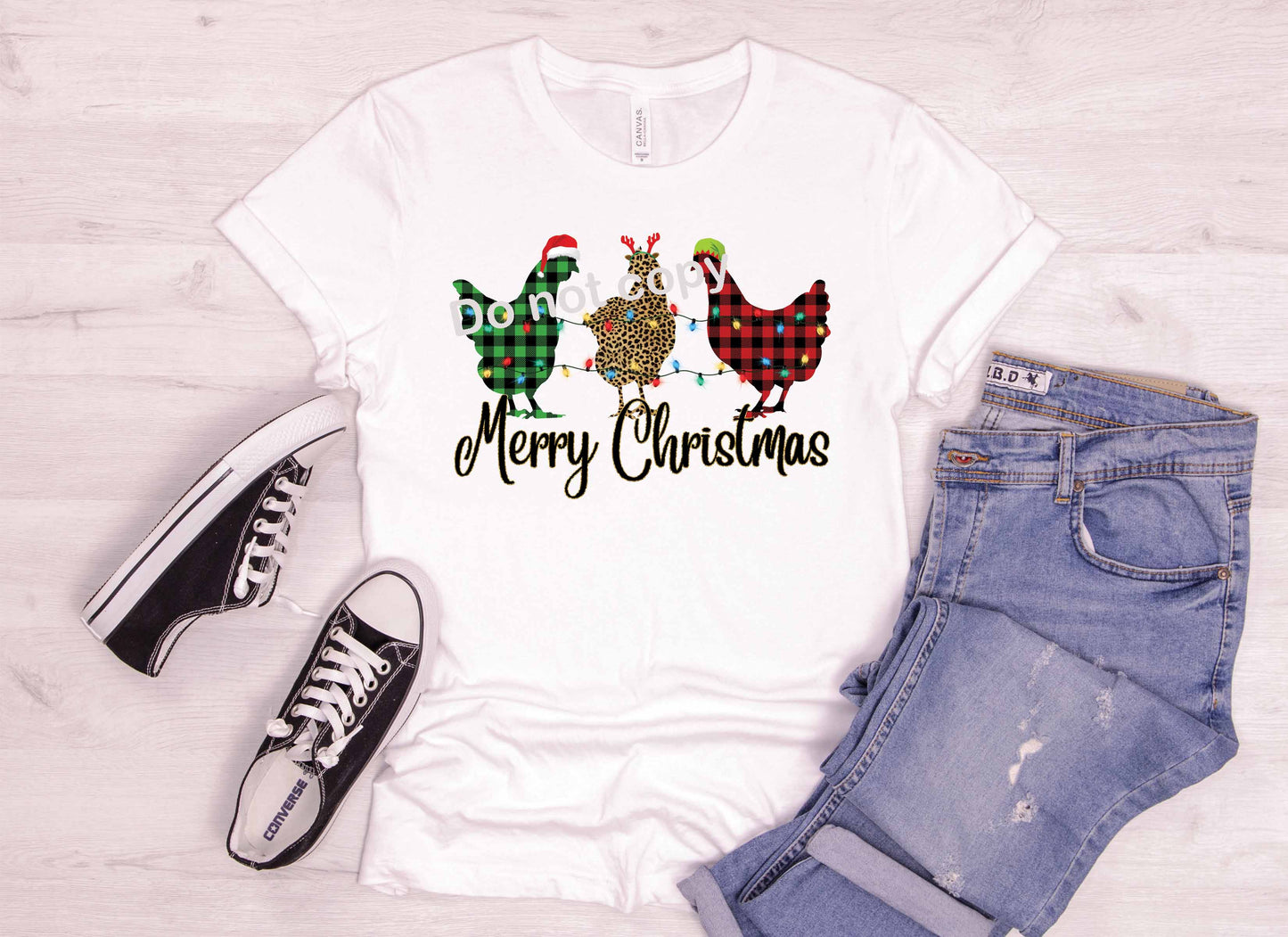 Merry Christmas with 3 chickens DTF Transfer