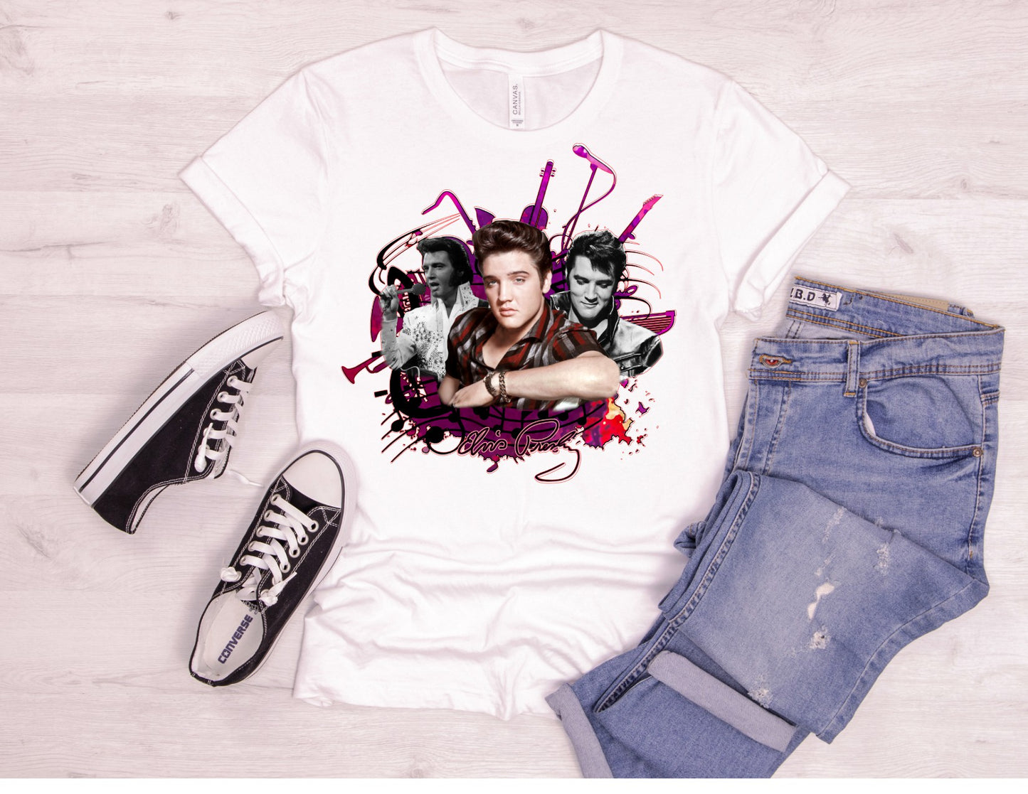 Elvis with music notes 2 DTF Transfer