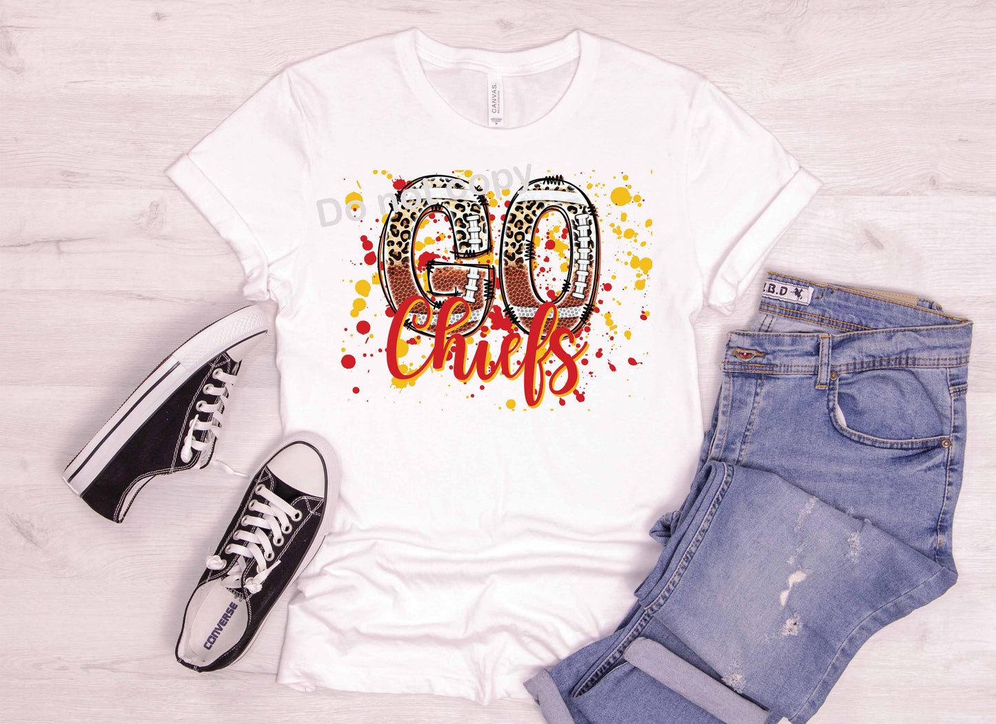 Kansas City Go chiefs with paint splatter DTF Transfer