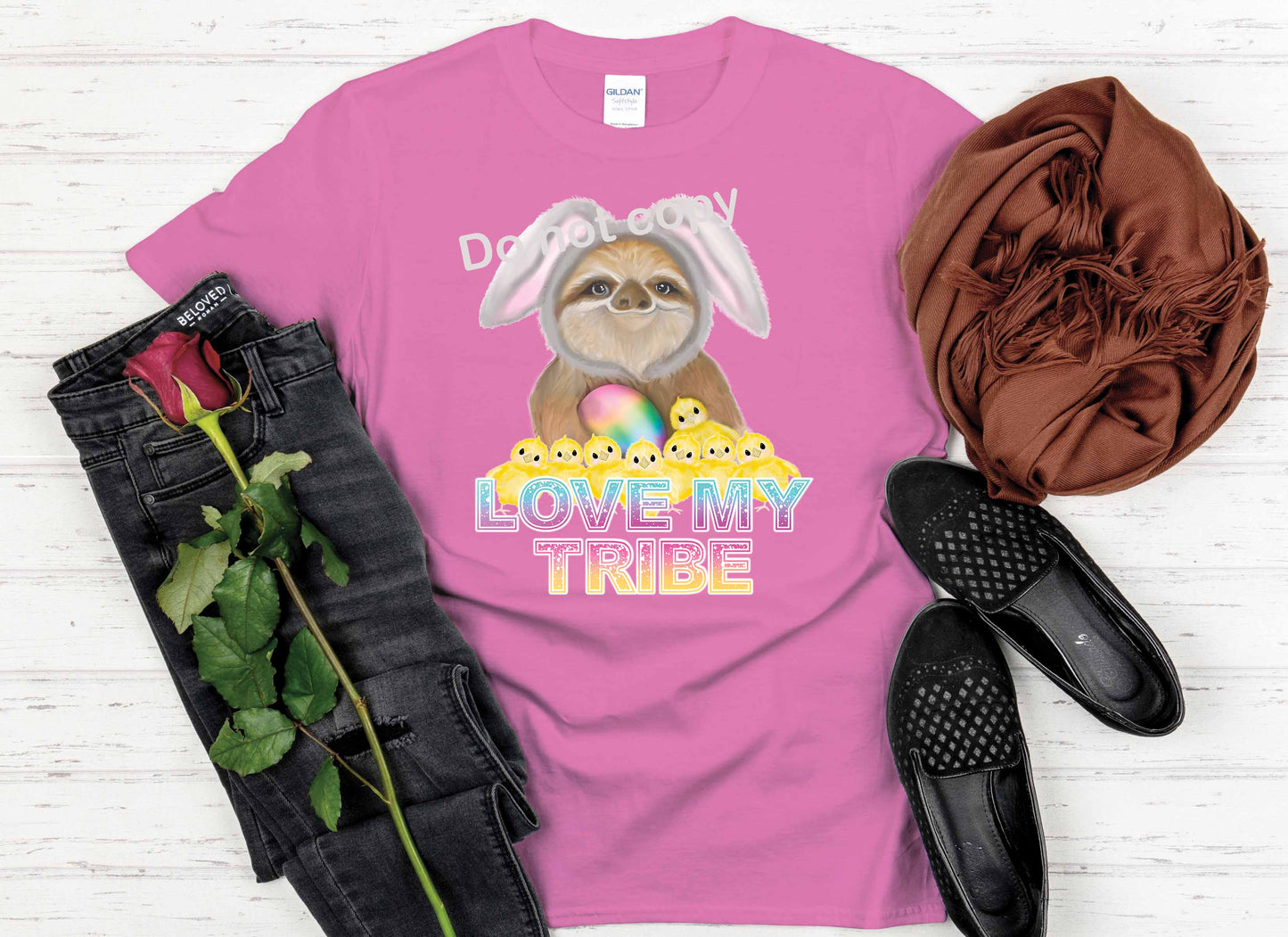 Easter Sloth Love my Tribe Bunny DTF Transfer