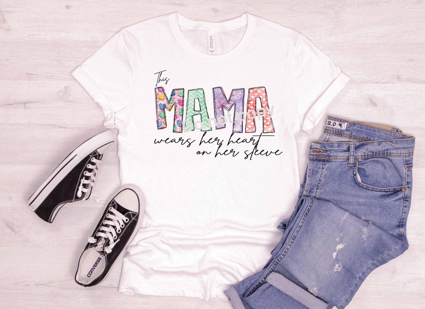 MAMA with hearts on sleeve DTF TRANSFER