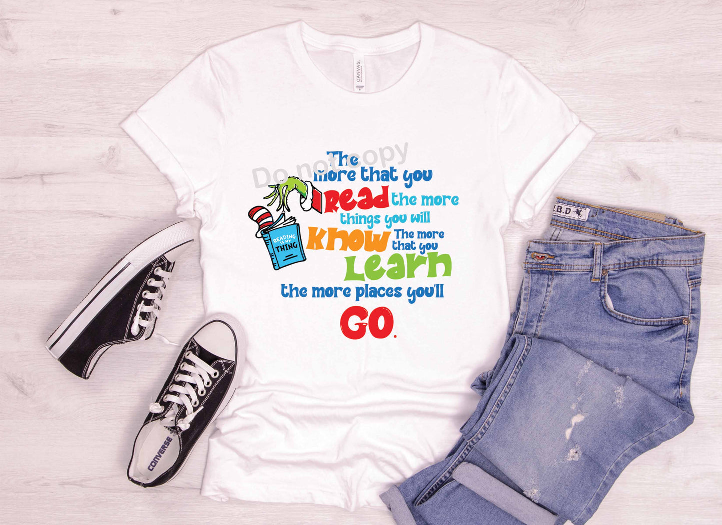 Dr Seuss The more you read with grinch hand DTF TRANSFER