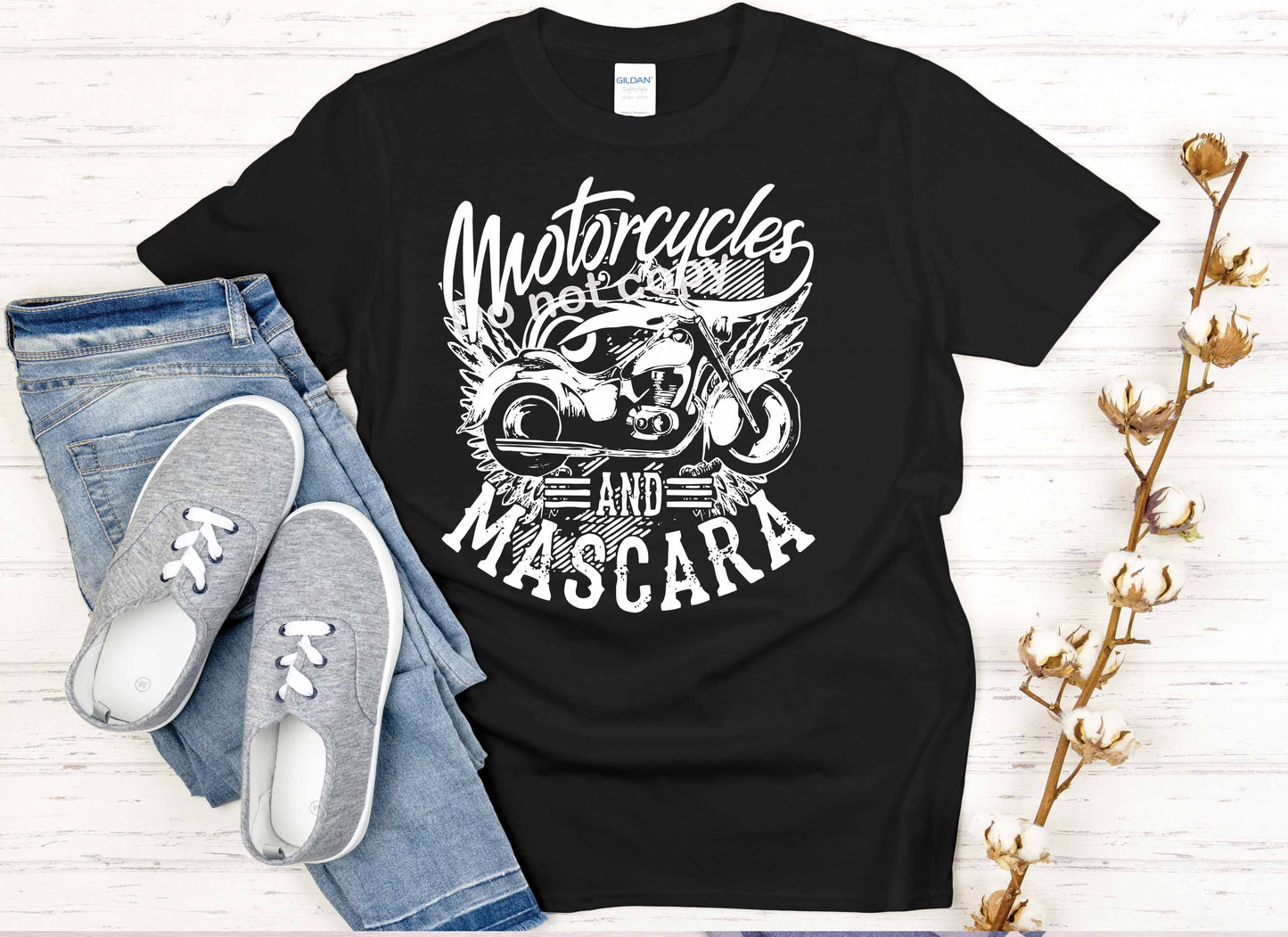 Mascara and Motorcycles DTF Transfer