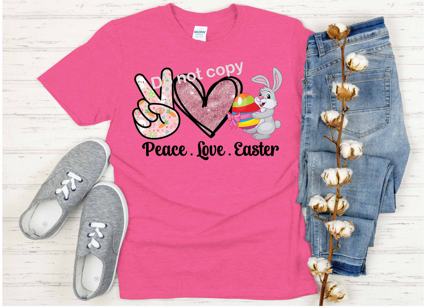 Easter Peace love color with rabbit DTF Transfer