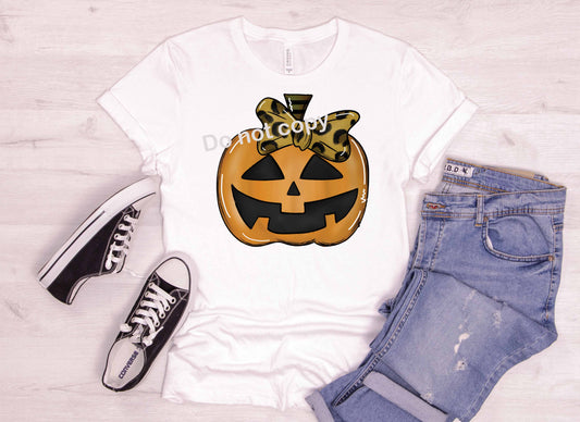 Halloween pumpkin with bow DTF Transfer