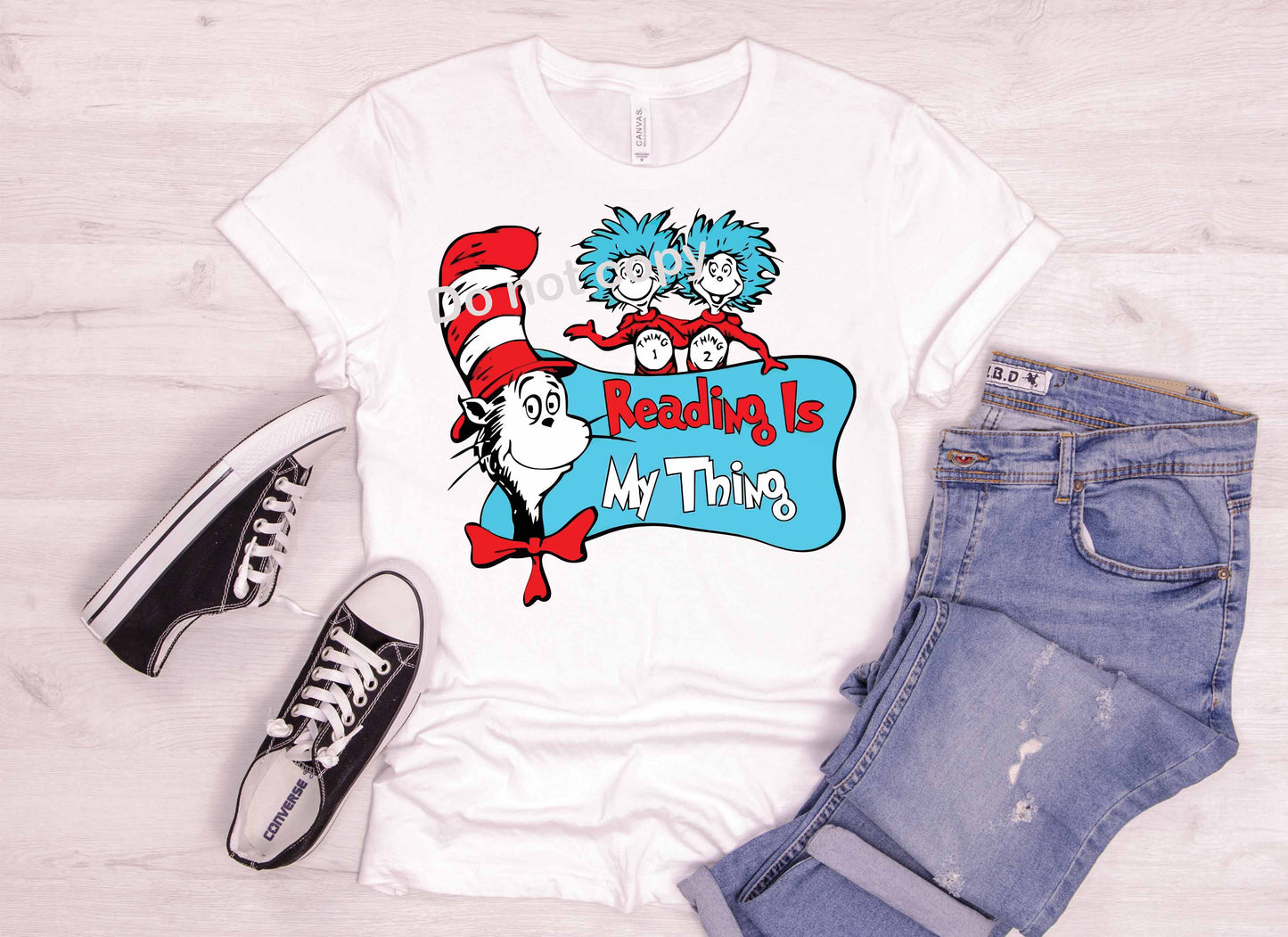 Dr Seuss Reading is my thing with thing 1 and 2 DTF TRANSFER