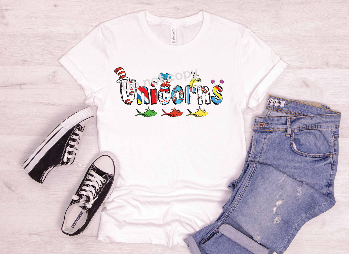 Dr Seuss font Unicorns DTF TRANSFER