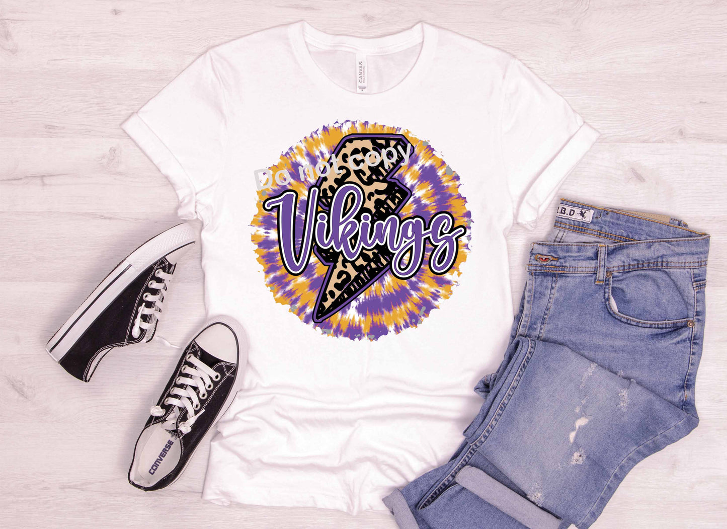 Tye Die Lightning bolt Vikings Purple/Gold DTF Transfer