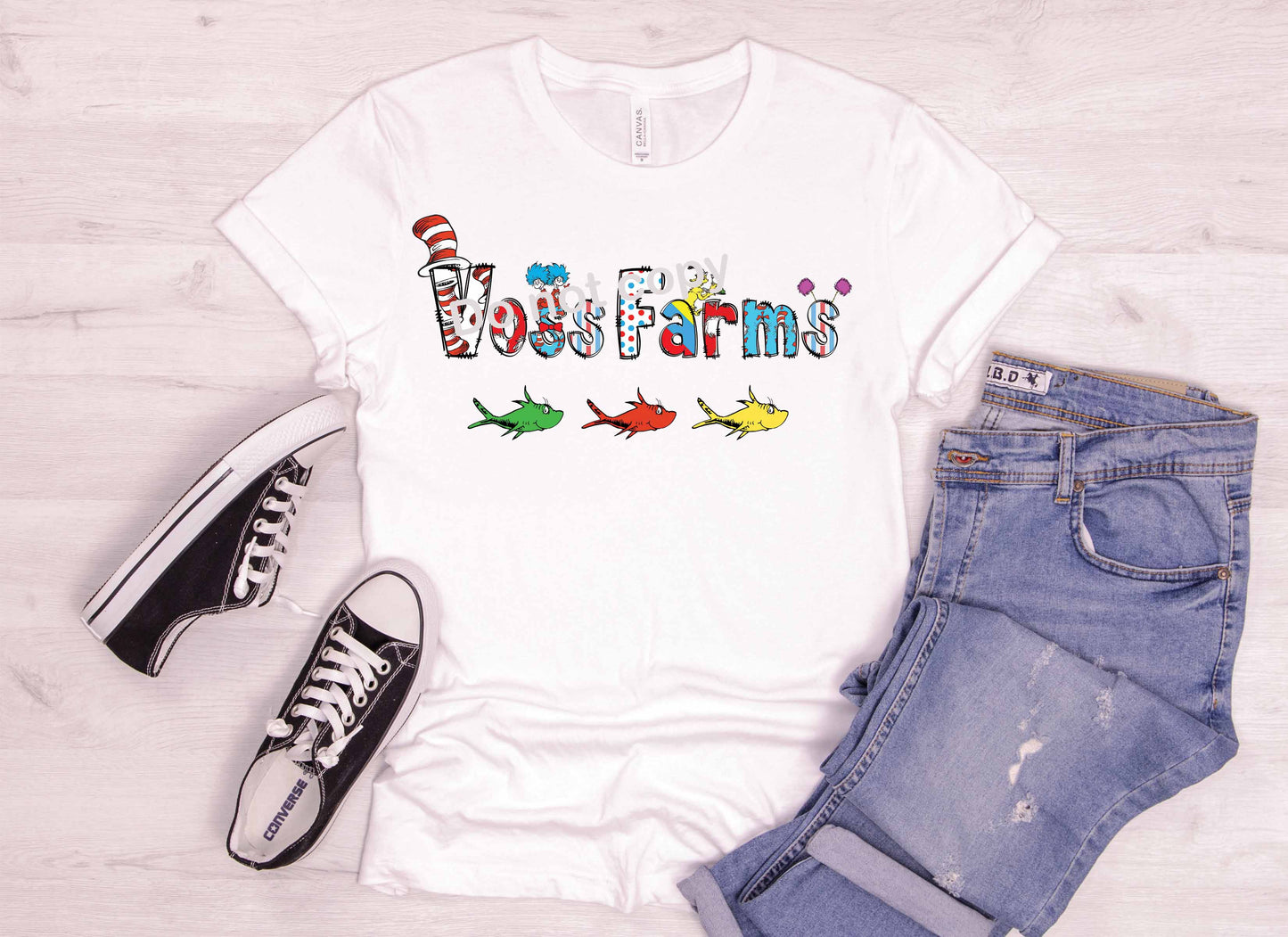 Dr Seuss font Voss Farms DTF TRANSFER